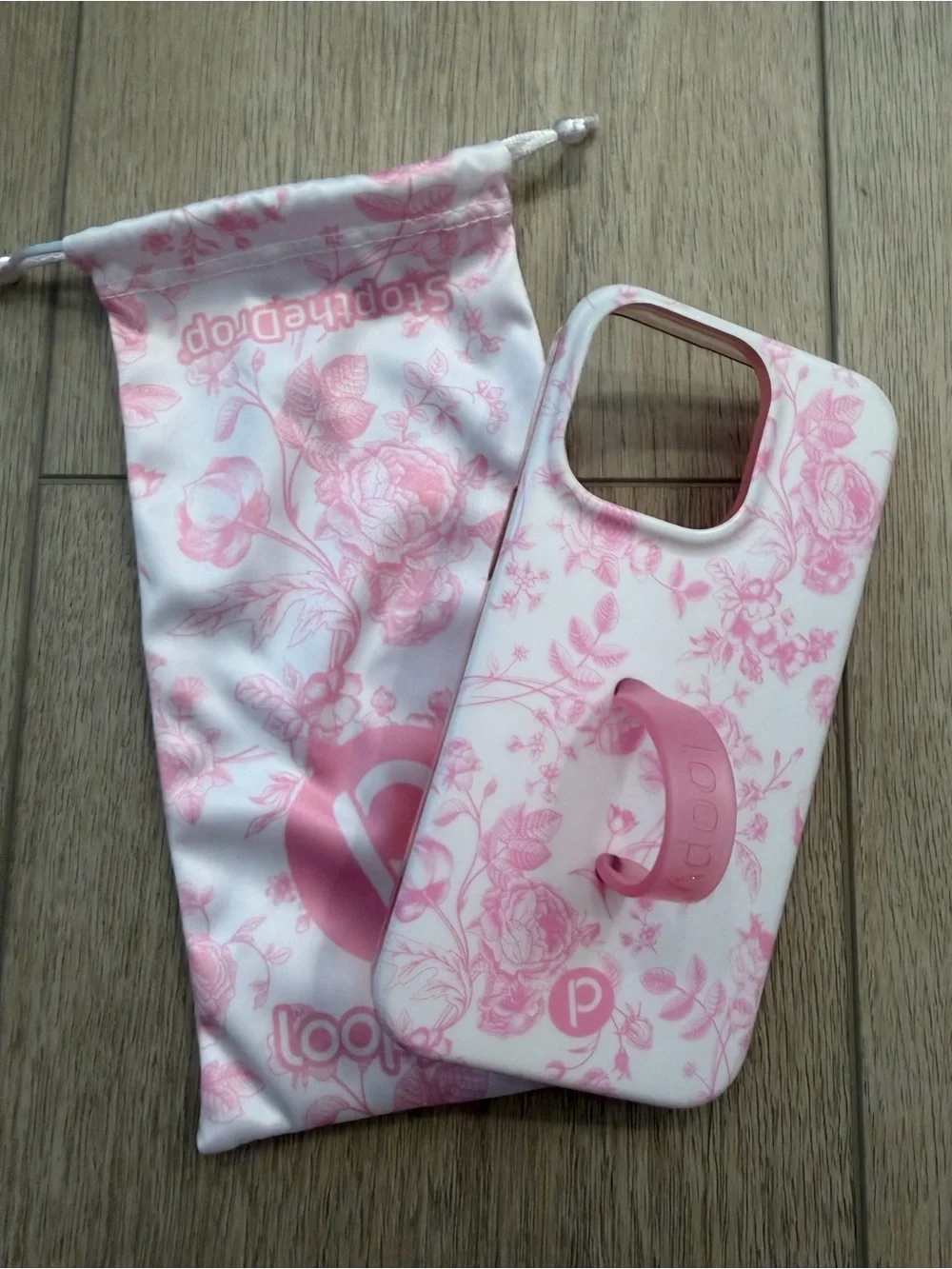 PopSocket Floral Pink Toile iPhone Case with Hand Grip iPhone 13 Pro